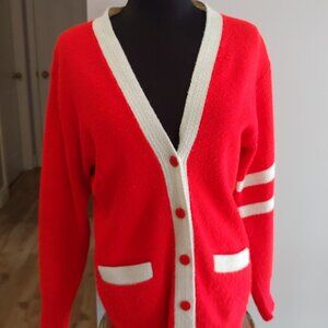 Vintage Varsity Look Vintage Red and Cream Cardigan Sporty
